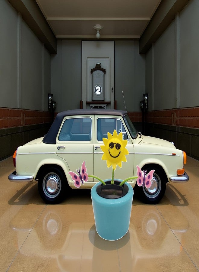 Bwexxt Cute Solar Dancing Flowers Swinging Sunflower Insect Flip Flap Flowers Eco-Friendly Solar Power Bobblehead Dancing Flowers for Solar Power Kits Car Home Solar Power Kits Funny Ornaments Decorations - Image 5